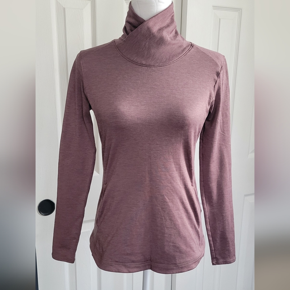 CALIA by Carrie Underwood Mock Neck Long Sleeve Athletic Top - Mauve, Size Small